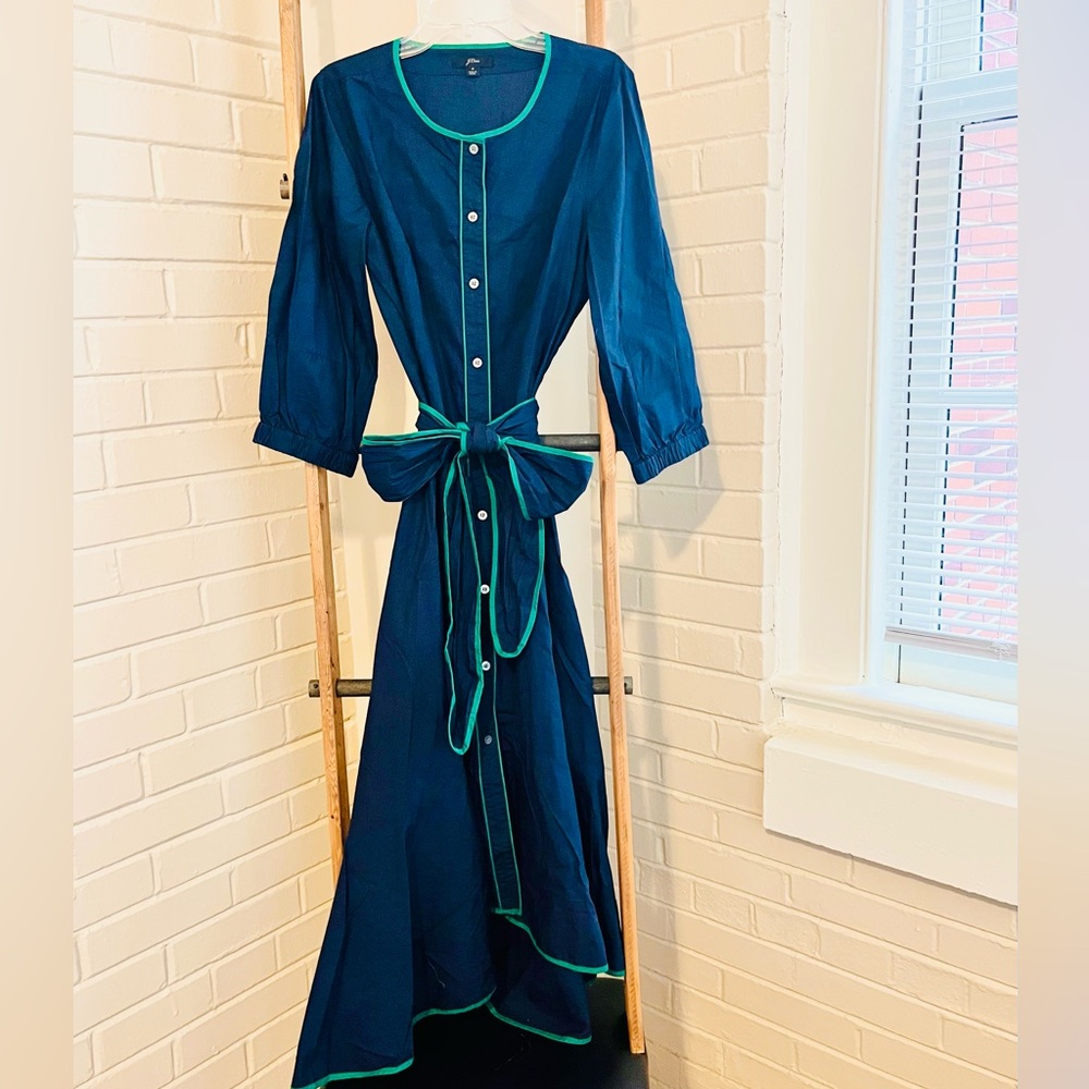 J. Crew Navy Blue/Green Maxi Dress